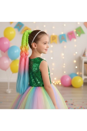 Balon ve Düz Salaş Örgülü Lastikli At Kuyruğu - ACM07