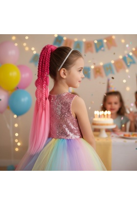 Balon ve Düz Salaş Örgülü Lastikli At Kuyruğu - ACM10