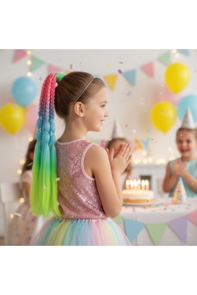 Balon ve Düz Salaş Örgülü Lastikli At Kuyruğu - ACM13