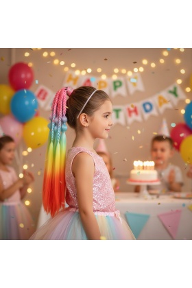 Balon ve Düz Salaş Örgülü Lastikli At Kuyruğu - ACM16