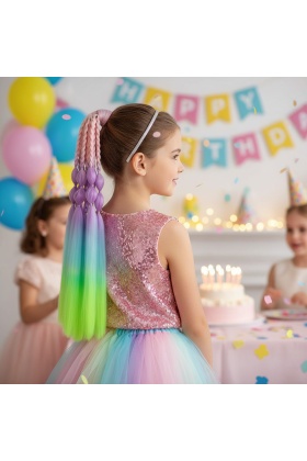 Balon ve Düz Salaş Örgülü Lastikli At Kuyruğu - ACM18