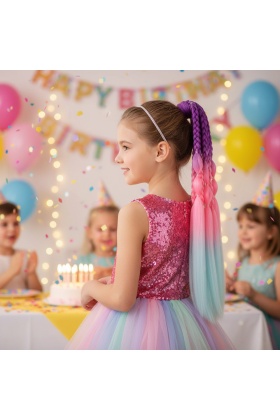 Balon ve Düz Salaş Örgülü Lastikli At Kuyruğu - ACM19