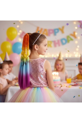 Balon ve Düz Salaş Örgülü Lastikli At Kuyruğu - ACM22