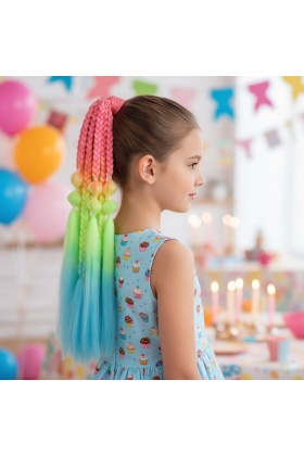 Balon ve Düz Salaş Örgülü Simli Lastikli At Kuyruğu - ACM05