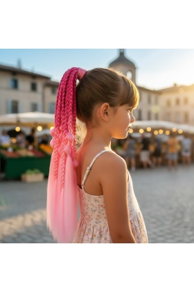 Balon ve Düz Salaş Örgülü Simli Lastikli At Kuyruğu - ACM10