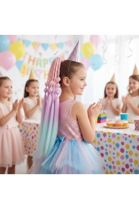 Balon ve Düz Salaş Örgülü Simli Lastikli At Kuyruğu - ACM25