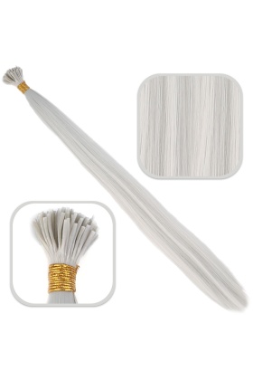 Fiber Sentetik Boncuk Kaynaklık Renkli Saç - Açık Gri - 100 Adet