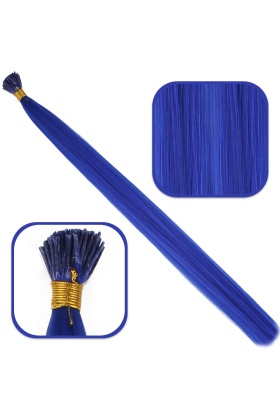 Fiber Sentetik Boncuk Kaynaklık Renkli Saç - Koyu Mavi - 100 Adet