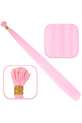 Fiber Sentetik Boncuk Kaynaklık Renkli Saç - Şeker Pembe - 100 Adet