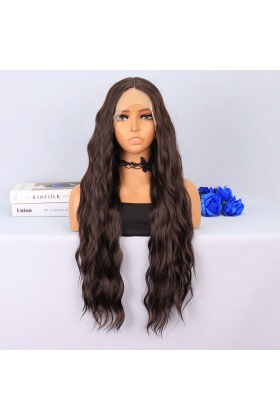 Koyu Kumral Dalgalı Uzun Boy Tül Peruk