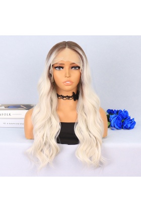 Koyu Kumral / Beyaz Platin Ombreli Su Dalgalı Tül Peruk