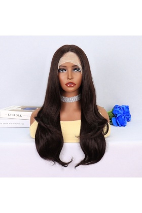 Koyu Kumral Hafif Dalgalı Tül Peruk