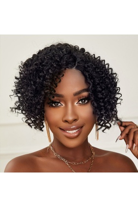 Siyah Kısa Afro Yan Tül Peruk