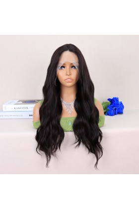 Koyu Kahverengi Su Dalgalı Yoğun Tül Peruk