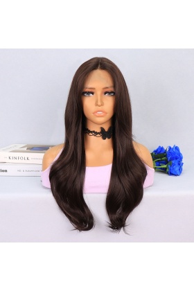 Çikolata Kahve Uçlar Hafif Dalgalı Tül Peruk