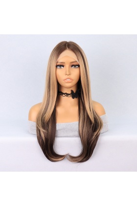 Kumral Balköpüğü Röfleli Katlı Kesim Tül Peruk