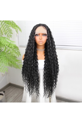 Afro Dalga Siyah Fiber Sentetik Tül Peruk