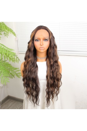 Kahverengi Balköpüğü Işıltılı Su Dalgalı Tül Peruk
