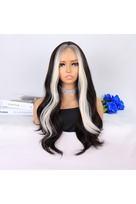 Koyu Kumral Perçemler Beyaz Platin Tül Peruk