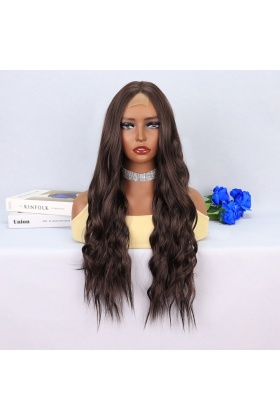 Koyu Kumral Dalgalı Uzun Tül Peruk