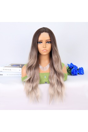 Rus Kumralı Beyaz Platin Ombre ve Röfleli Tül Peruk