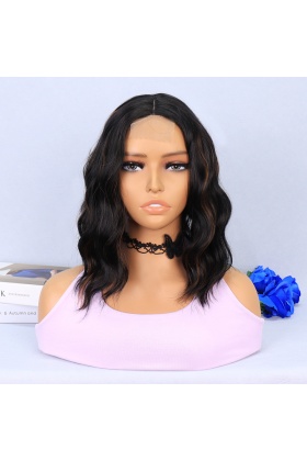 Siyah Karamel Işıltılı Fiber Sentetik Tül Peruk