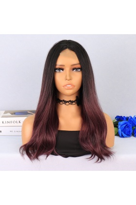 Siyah Açık Kızıl Ombreli Tül Peruk