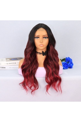 Siyah Kızıl Ombreli Tül Peruk