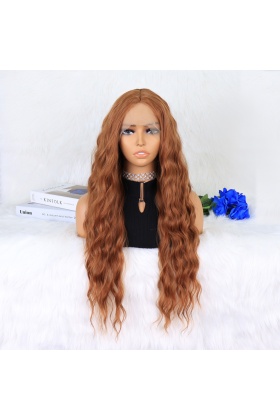 Koyu Bakır Su Dalgalı Fiber Sentetik Tül Peruk