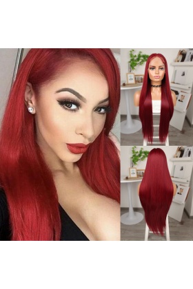 Kızıl Ekstra Uzun Fiber Sentetik Düz Tül Peruk