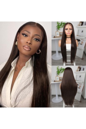 Kumral Ekstra Uzun Fiber Sentetik Düz Tül Peruk