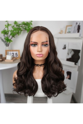 Kahverengi Orta Boy Hafif Dalgalı Tül Peruk