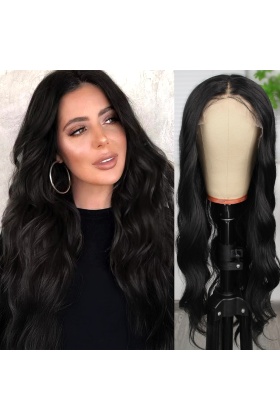 Siyah Dalgalı Fiber Sentetik Tül Peruk