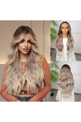 Rus Kumralı Beyaz Platin Ombreli ve Röfleli Tül Peruk