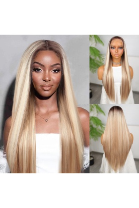 Kumral Beyaz Platin Ombreli ve Röfleli Fiber Sentetik Tül Peruk