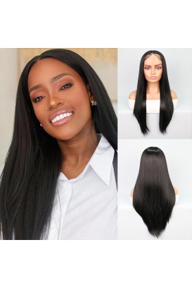 Fiber Sentetik Siyah Düz Tül Peruk