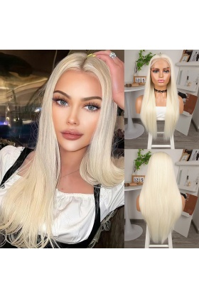 Fiber Sentetik Platin Düz Tül Peruk