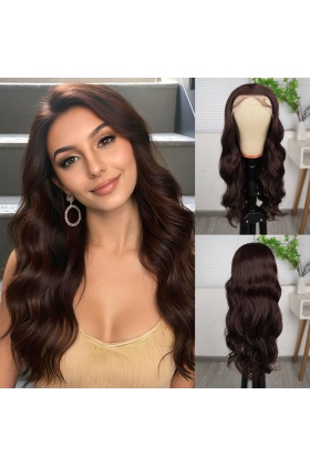 Kahve Karamel Fiber Sentetik Geniş Dalgalı Tül Peruk