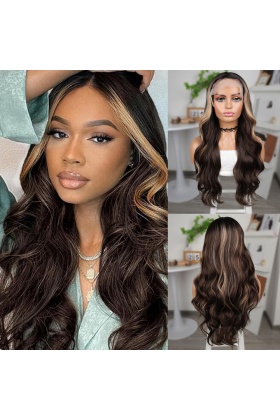 Koyu Kestane Balköpüğü Işıltılı Fiber Sentetik Geniş Dalgalı Tül Peruk