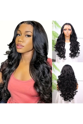 Siyah Bebek Saçlı Fiber Sentetik Dalgalı Tül Peruk