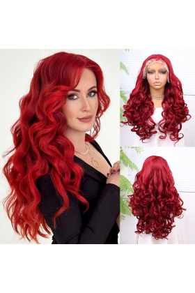 Kızıl Bebek Saçlı Fiber Sentetik Dalgalı Tül Peruk