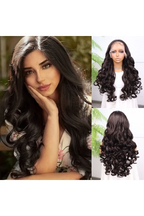 Açık Kahve Bebek Saçlı Fiber Sentetik Yoğun Dalgalı Tül Peruk