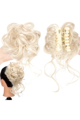 Tokalı Kuyruklu Dağınık Topuz  - Beyaz Platin