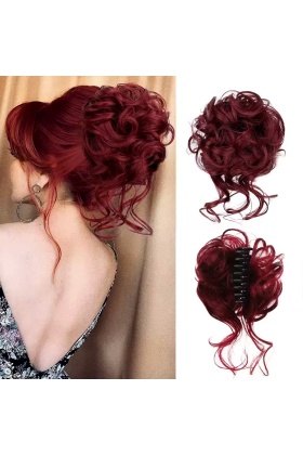 Tokalı Kuyruklu Dağınık Topuz  - Kızıl