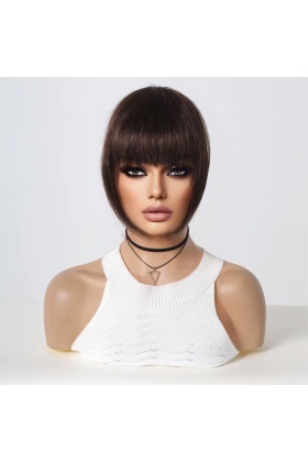 Yoğun Gerçek Saç Perçem - Koyu Kestane