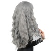 Perçemli Uzun Su Dalgası Fiber Sentetik Peruk - Açık Gri