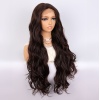 Kahverengi Uzun Dalgalı  Fiber Sentetik Tül Peruk