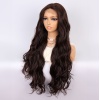 Kahverengi Uzun Dalgalı  Fiber Sentetik Tül Peruk