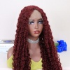 Kızıl Kahve Uzun Kıvırcık Dalgalı Fiber Sentetik Tül Peruk