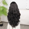 Gür Yoğun Su Dalgalı Siyah Fiber Sentetik Uzun Tül Peruk